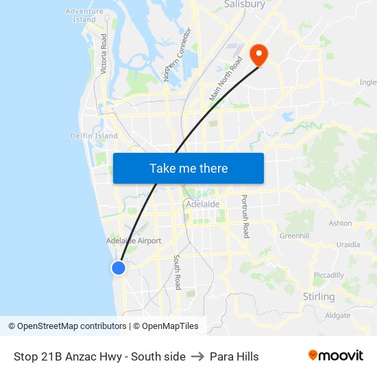 Stop 21B Anzac Hwy - South side to Para Hills map