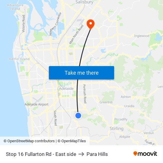 Stop 16 Fullarton Rd - East side to Para Hills map