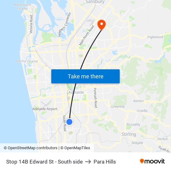 Stop 14B Edward St - South side to Para Hills map