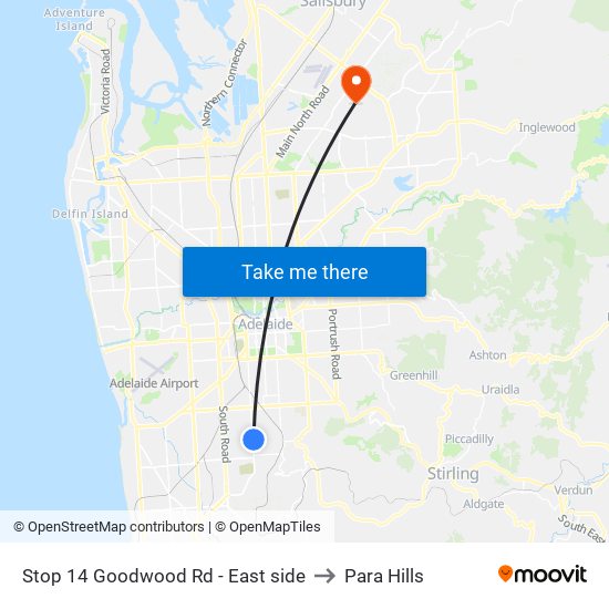 Stop 14 Goodwood Rd - East side to Para Hills map