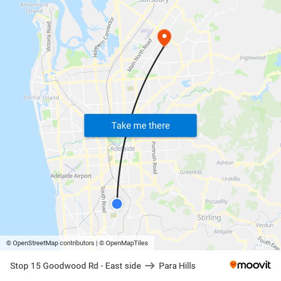 Stop 15 Goodwood Rd - East side to Para Hills map