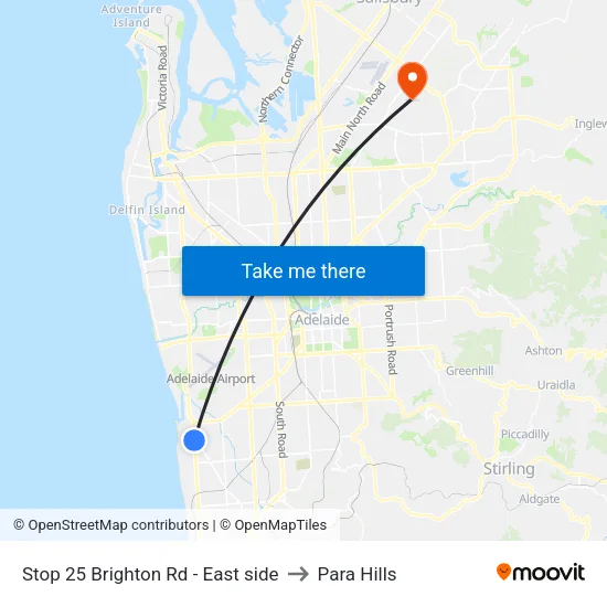 Stop 25 Brighton Rd - East side to Para Hills map