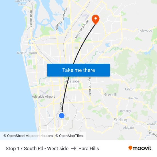 Stop 17 South Rd - West side to Para Hills map