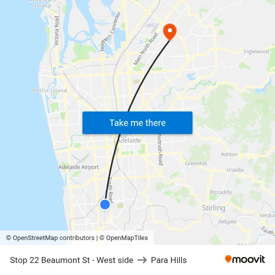 Stop 22 Beaumont St - West side to Para Hills map