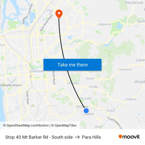 Stop 40 Mt Barker Rd - South side to Para Hills map