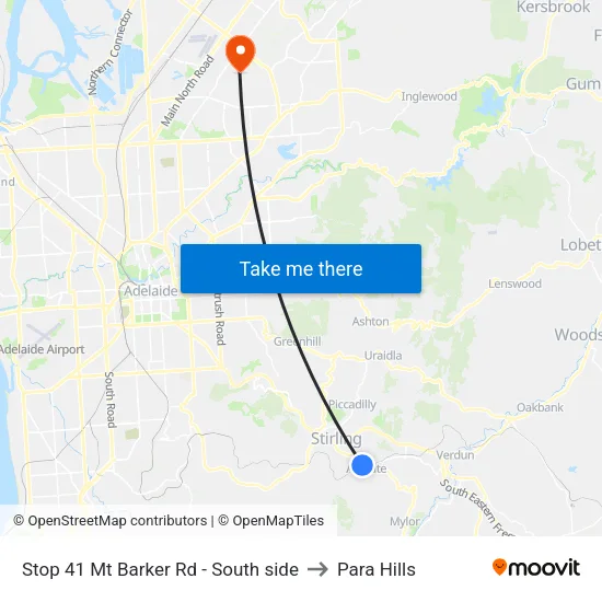 Stop 41 Mt Barker Rd - South side to Para Hills map