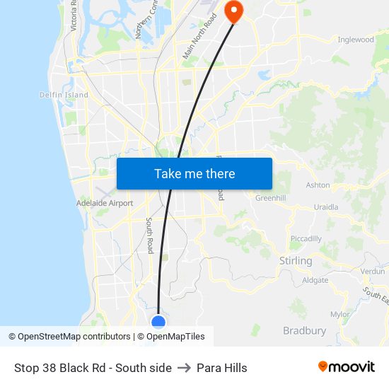 Stop 38 Black Rd - South side to Para Hills map