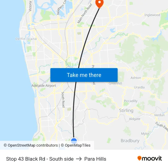 Stop 43 Black Rd - South side to Para Hills map