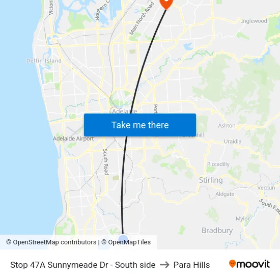 Stop 47A Sunnymeade Dr - South side to Para Hills map