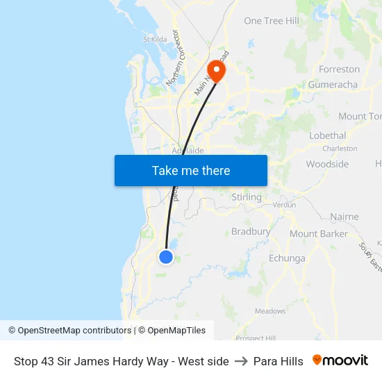 Stop 43 Sir James Hardy Way - West side to Para Hills map