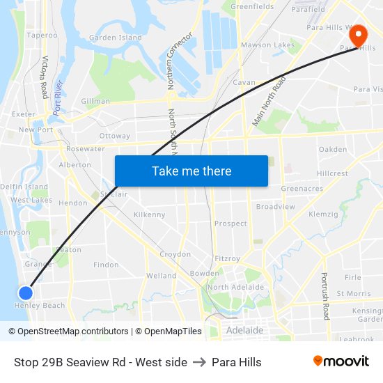 Stop 29B Seaview Rd - West side to Para Hills map