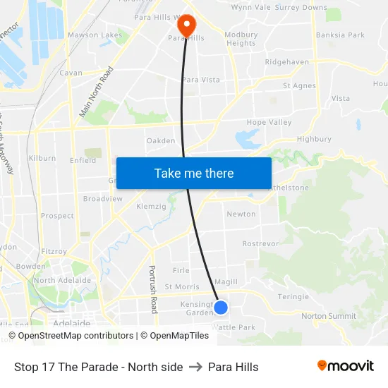 Stop 17 The Parade - North side to Para Hills map
