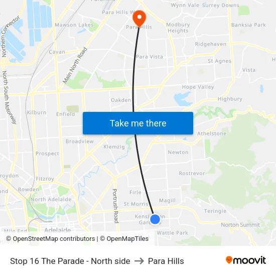 Stop 16 The Parade - North side to Para Hills map