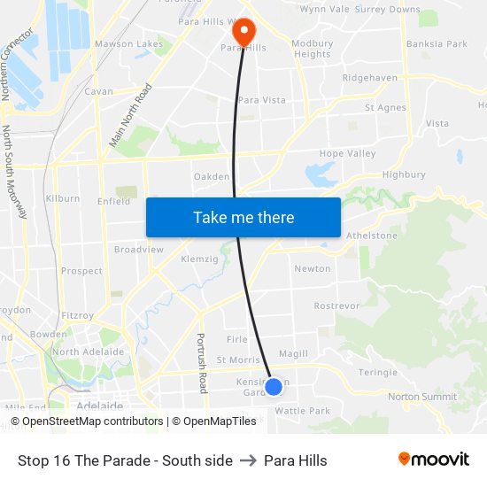 Stop 16 The Parade - South side to Para Hills map