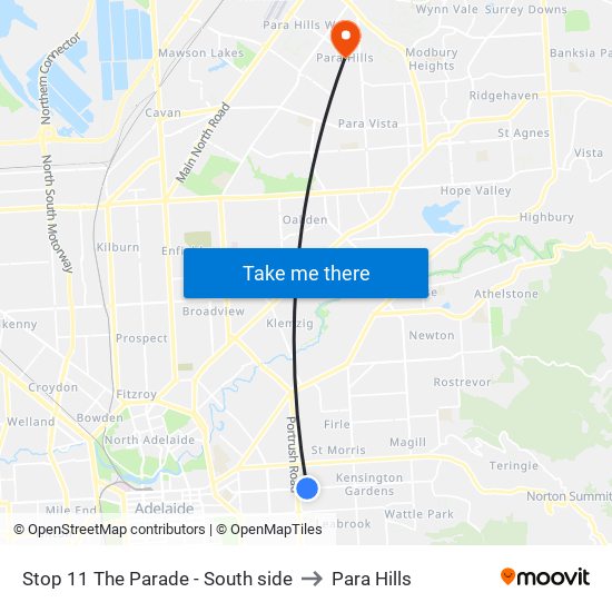 Stop 11 The Parade - South side to Para Hills map