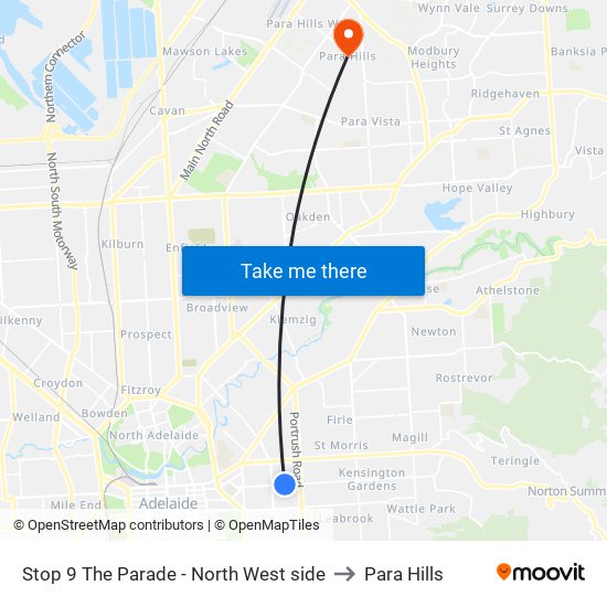 Stop 9 The Parade - North West side to Para Hills map