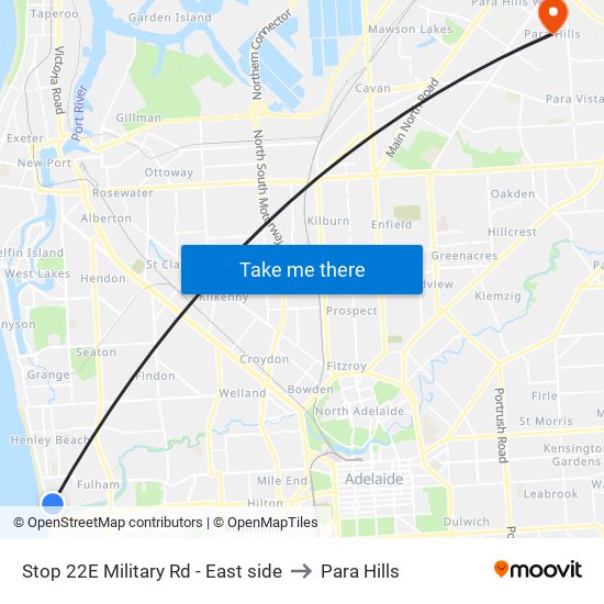 Stop 22E Military Rd - East side to Para Hills map