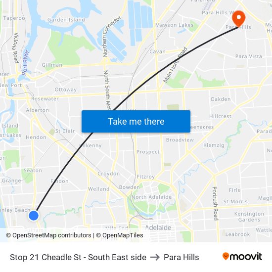 Stop 21 Cheadle St - South East side to Para Hills map