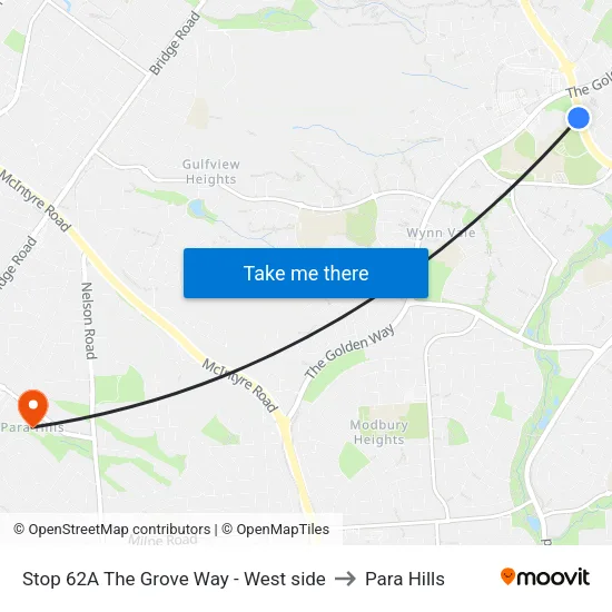 Stop 62A The Grove Way - West side to Para Hills map