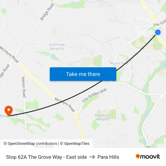 Stop 62A The Grove Way - East side to Para Hills map