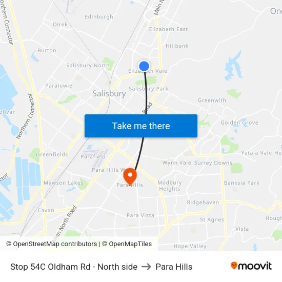 Stop 54C Oldham Rd - North side to Para Hills map