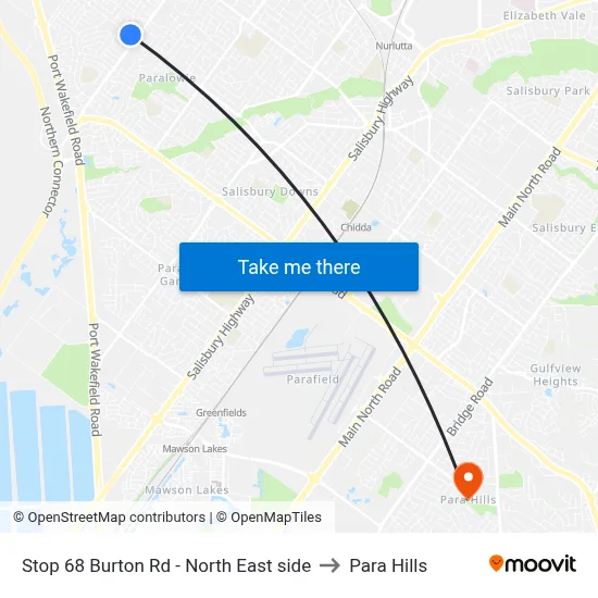 Stop 68 Burton Rd - North East side to Para Hills map