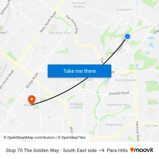 Stop 70 The Golden Way - South East side to Para Hills map