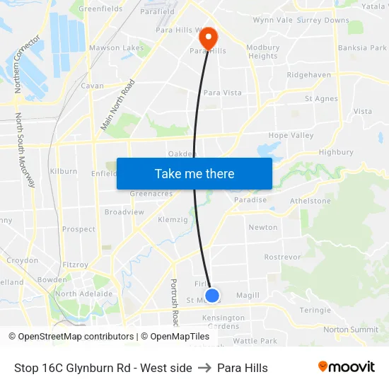 Stop 16C Glynburn Rd - West side to Para Hills map
