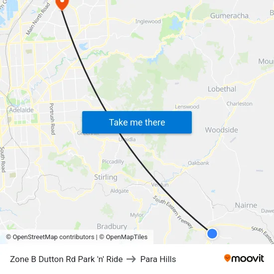 Zone B Dutton Rd Park 'n' Ride to Para Hills map