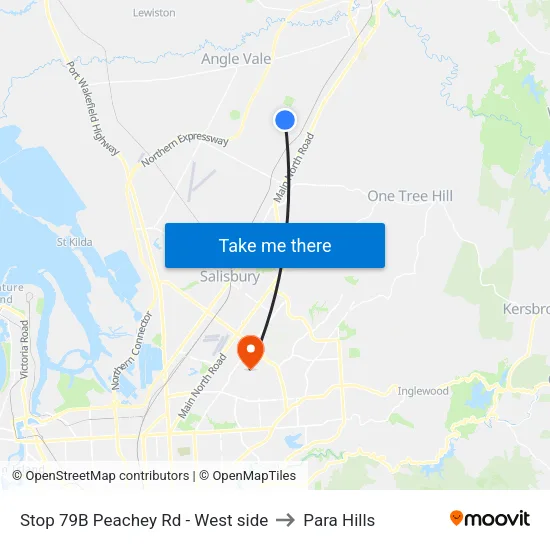 Stop 79B Peachey Rd - West side to Para Hills map