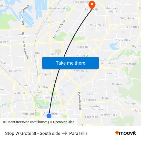 Stop W Grote St - South side to Para Hills map