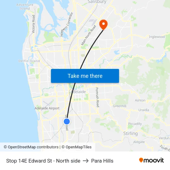 Stop 14E Edward St - North side to Para Hills map