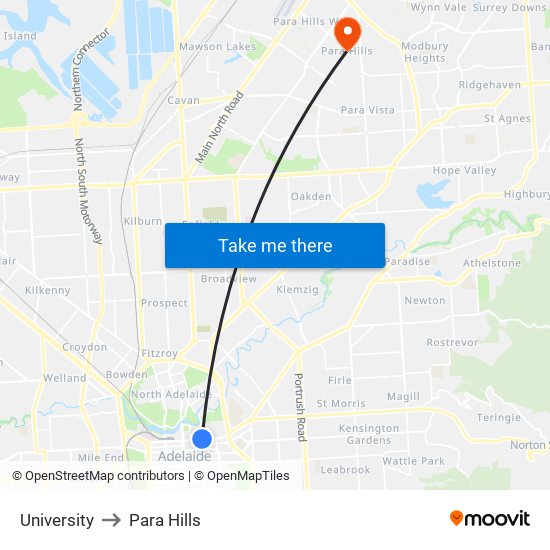 University to Para Hills map
