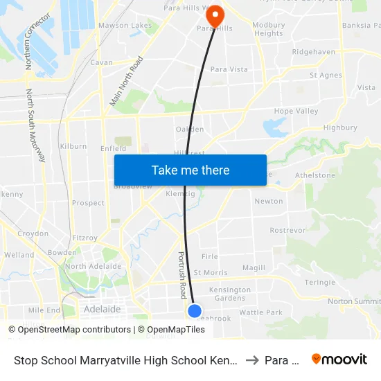 Stop School Marryatville High School Kensington Rd to Para Hills map