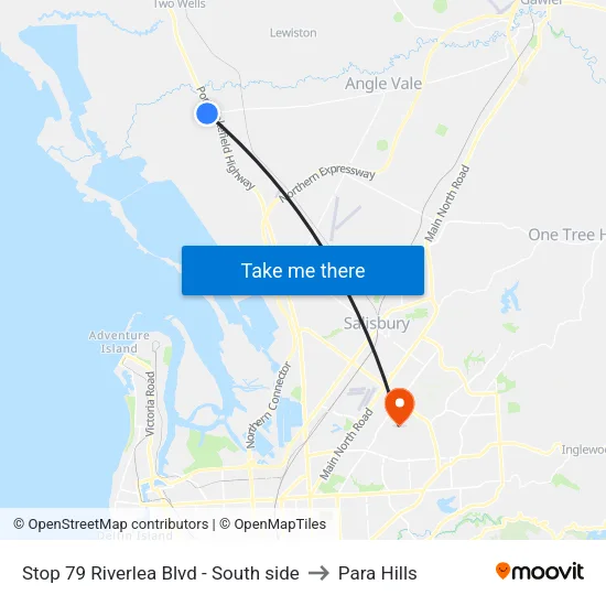 Stop 79 Riverlea Blvd - South side to Para Hills map