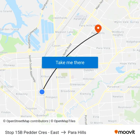 Stop 15B Pedder Cres - East to Para Hills map
