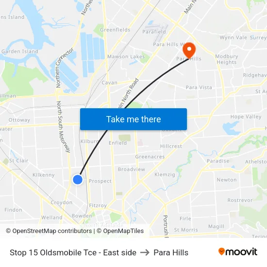 Stop 15 Oldsmobile Tce - East side to Para Hills map