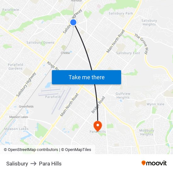 Salisbury to Para Hills map