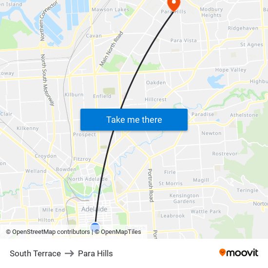 South Terrace to Para Hills map