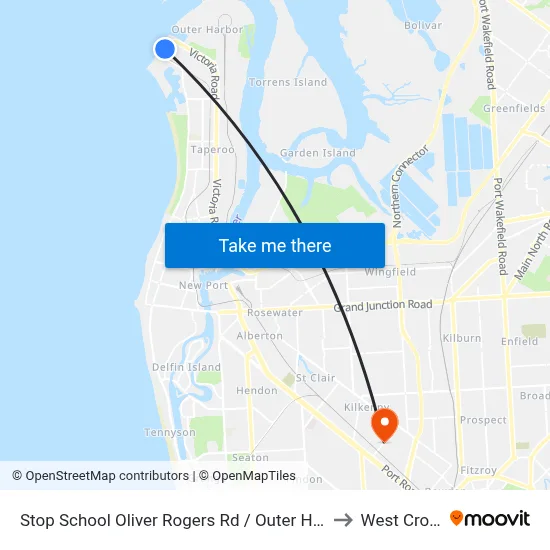 Stop School Oliver Rogers Rd / Outer Harbor Railway to West Croydon map
