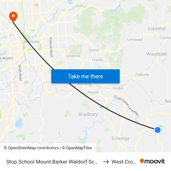 Stop School Mount Barker Waldorf School Sims Rd to West Croydon map