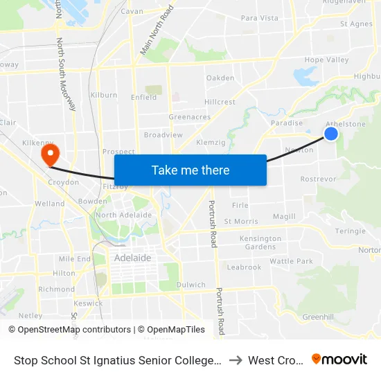 Stop School St Ignatius Senior College Manresa Ct to West Croydon map