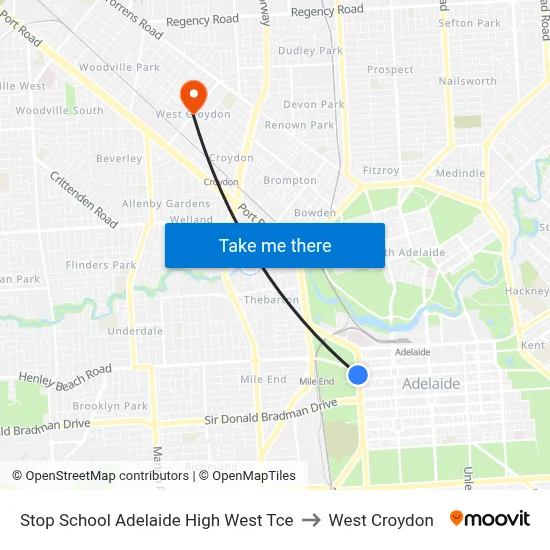 Stop School Adelaide High West Tce to West Croydon map