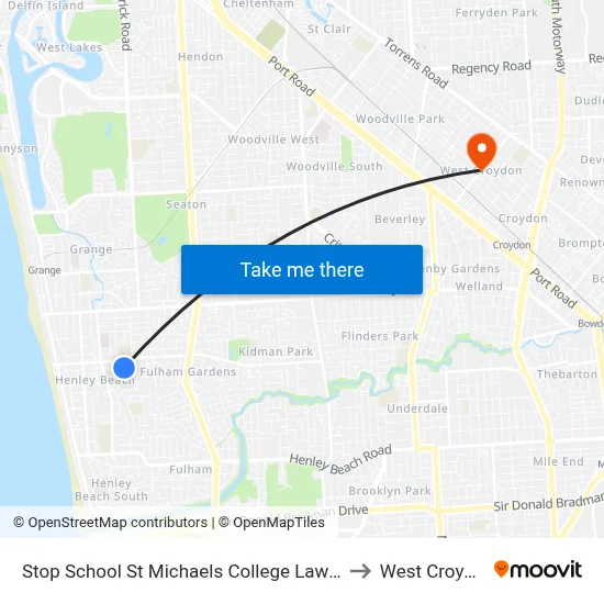 Stop School St Michaels College Lawrie St to West Croydon map