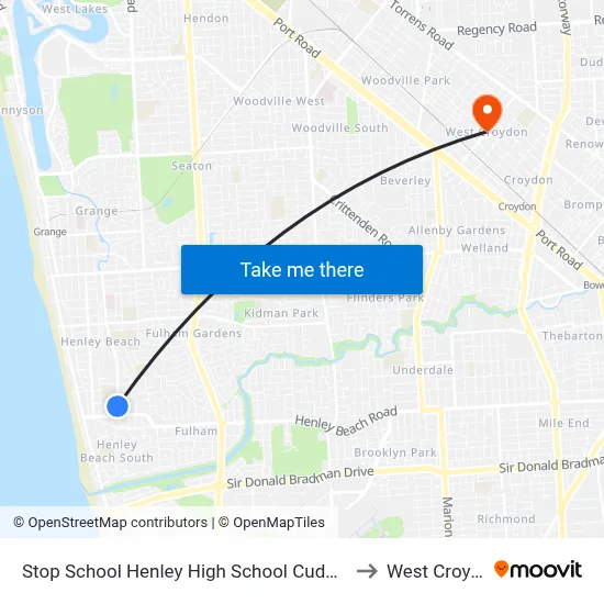 Stop School Henley High School Cudmore Tce to West Croydon map