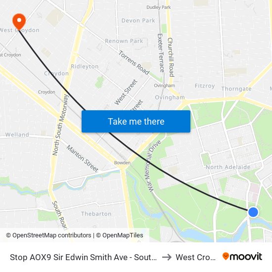 Stop AOX9 Sir Edwin Smith Ave - South East side to West Croydon map