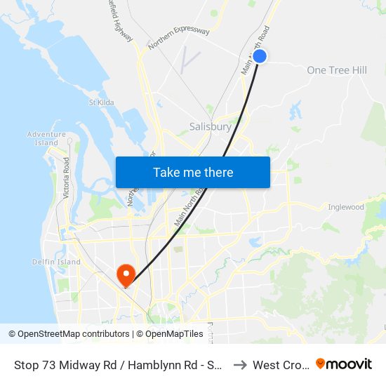 Stop 73 Midway Rd / Hamblynn Rd - South West side to West Croydon map