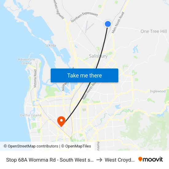 Stop 68A Womma Rd - South West side to West Croydon map