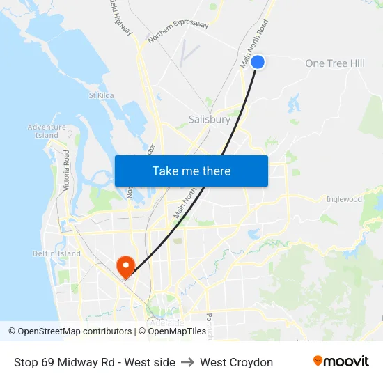 Stop 69 Midway Rd - West side to West Croydon map