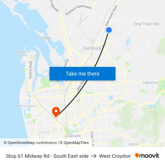 Stop 61 Midway Rd - South East side to West Croydon map